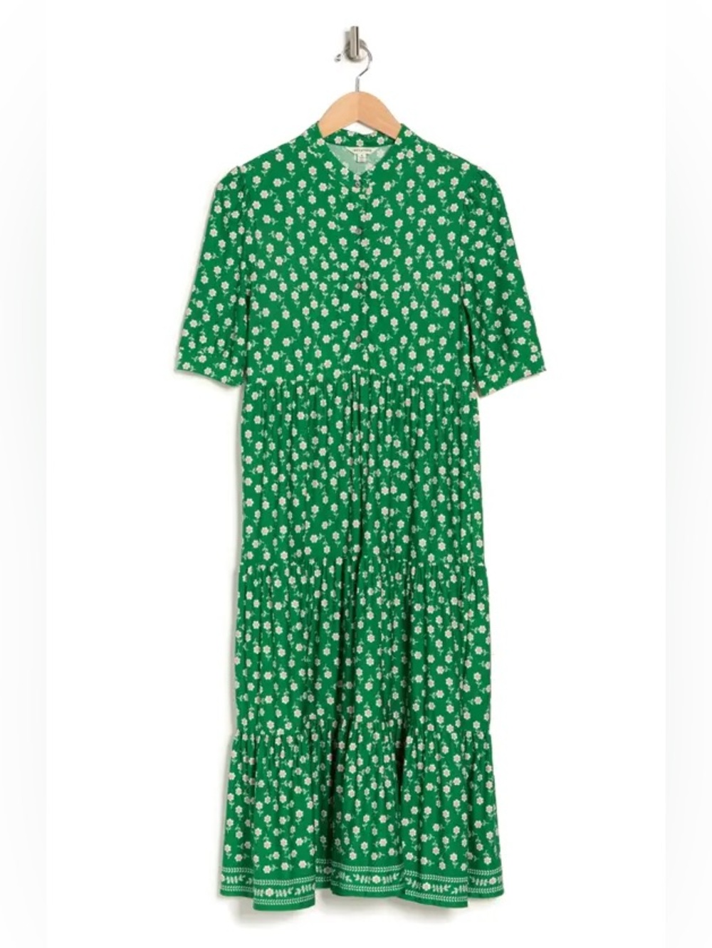 Max Studio - Floral Button Front Baby Doll Dress in Green Flowy NWOT